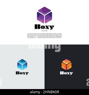 Abstract Simple Cube Box Logo Design Template Stock Vector