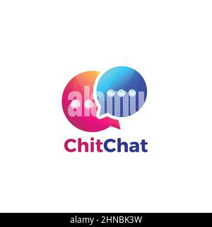 Colorful Gradient Double Bubble Chat Logo Design Template Stock Vector