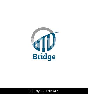 Abstract Circle Bridge Logo Type With Bridge Sign Symbol Icon Stock Vector