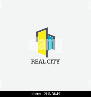 Simple Abstract City Scape Business Logo Design Template Stock Vector