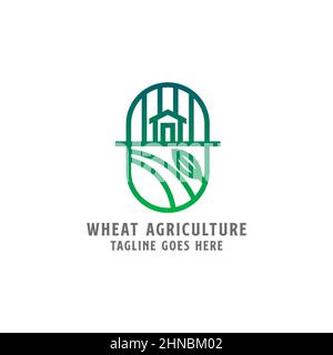 Modern line art wheat farm agriculture logo inspiration, botanic monogram vector illustration template Stock Vector