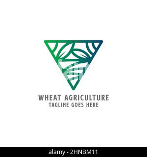 Modern line art wheat farm agriculture logo inspiration, botanic monogram vector illustration template Stock Vector
