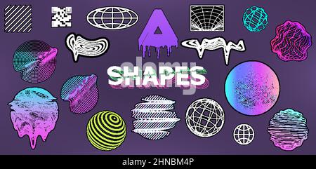 Memphis style from 80s-90s. Simple geometric shapes Stock Vector