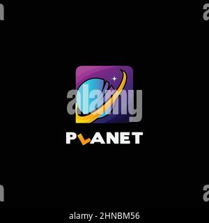 Abstract Space Planet Logo Design Template Stock Vector