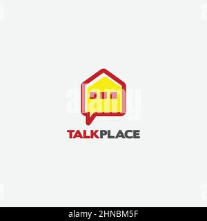 Bubble Talk House Logo Design Template Stock Vector