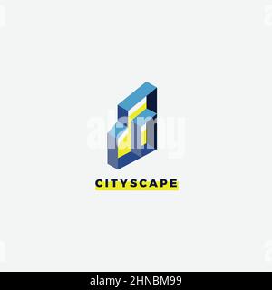 Simple City architect Urban Property Logo Design Template Stock Vector