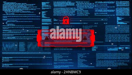 System hacking with info message. Background with a code Stock Vector