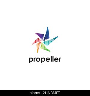 Abstract Fan Propeller Shape Logo Design Template Stock Vector