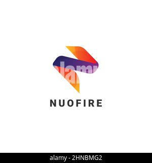Simple Initial Letter N Ribbon Logo Design Template Stock Vector