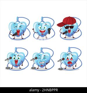 A Cute Cartoon design concept of crystal heart necklace singing a famous song. Vector illustration Stock Vector