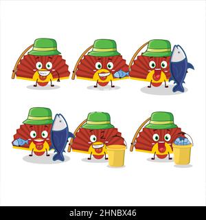 A picture of red chinese fan cartoon character concept reading an ...