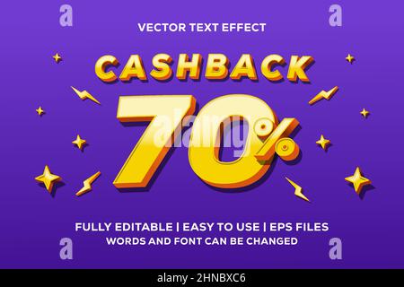 cashback vector text effect fully editable Stock Vector
