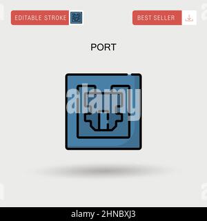 Marine port crane ship icon. Outline Marine port crane ship vector icon ...
