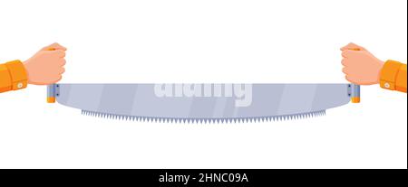 Two Man Saw Isolated on White. Stock Vector