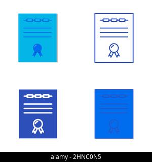 Smart contract icon set in flat and line style. Electronic blockchain document symbol. Vector illustration. Stock Vector