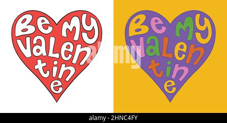 Be my Valentine. Typography logo design emblem.  Digital hand lettering logo illustration. Stock Vector