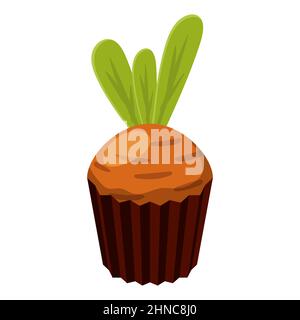 Easter cupcake decorated carrot, muffin. Sweet food, dessert Stock Vector
