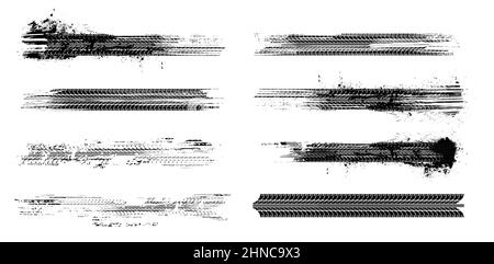 Automobile dirty tire tread marks. Grunge style Stock Vector