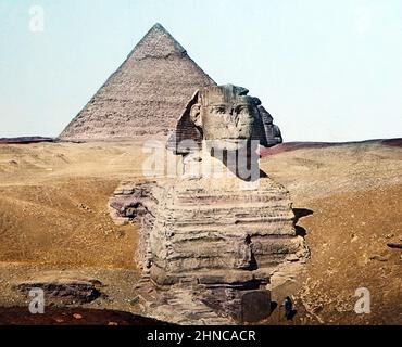 The Sphinx and the Great Pyramid, Egypt, Victorian period Stock Photo