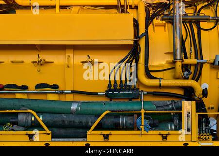 Abstract of yellow industrial machinery Stock Photo