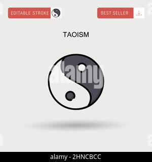 Vector illustration of the ancient symbol of Tao on Red background ...