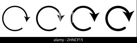 Set of black circular arrows. Vector illustration isolated on white background Stock Vector