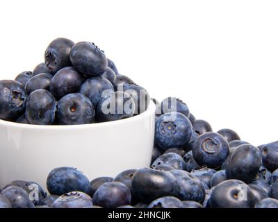 Fresh blueberry in white dish isolated on the white background Stock Photo