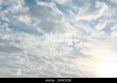 Blue sky and white background on daytime. cloudy sky and sunny color Stock Photo