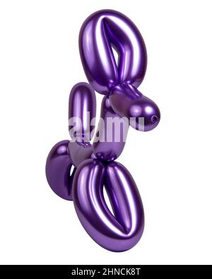 Bright violet model balloon dog isolated on the white background Stock Photo