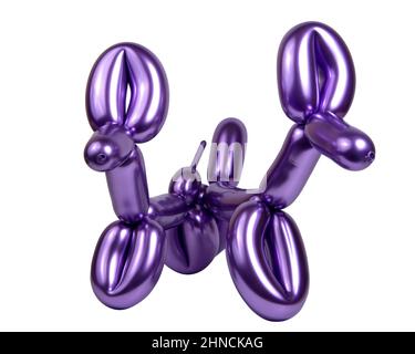 Bright purple balloon dog figure isolated on the white background Stock Photo