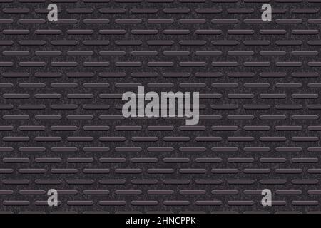 Black rubber floor non slip mat seamless pattern. Dark entrance carpet surface texture. Safety pad for car, office, house, shop for dirt or snow Stock Vector