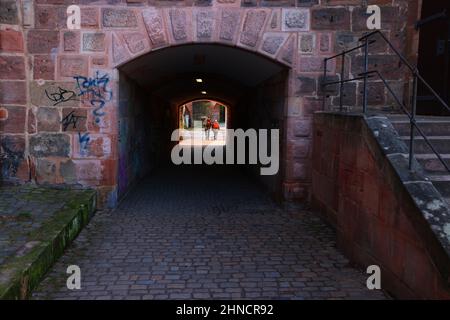 Bayern, Nürnberg, Altstadt, Innenstadt, Alte Stadtmauer im Zentrum von Nürnberg an der Pegnitz Stock Photo