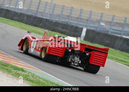 Scarperia, Mugello 5 march 2008: unknown driving Ferrari 712 Can Am year 1971 during practice at Mugello Circuit. Italy Stock Photo