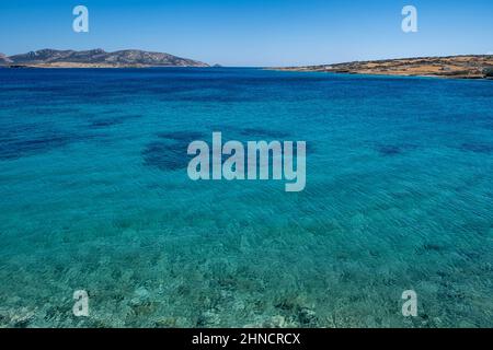 Koufonisia island, Cyclades, Greece. Rocky beach with sign nudism is ...