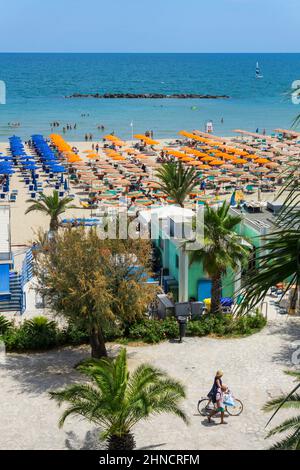 Italy, Marche, San Benedetto del Tronto, the beach Stock Photo