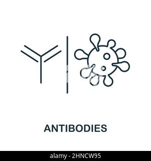 Antibodies icon. Line element from vaccination collection. Linear Antibodies icon sign for web design, infographics and more. Stock Vector