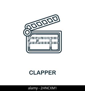 Clapper icon. Line element from video production collection. Linear Clapper icon sign for web design, infographics and more. Stock Vector