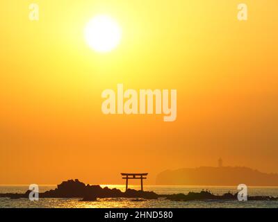 Kanagawa Sagami Bay Sunset Stock Photo