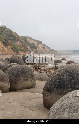 Famous Moeraki Boulders, South Island, New Zealand Stock Photo