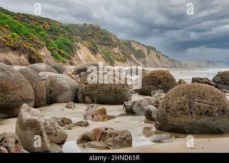 Famous Moeraki Boulders, South Island, New Zealand Stock Photo