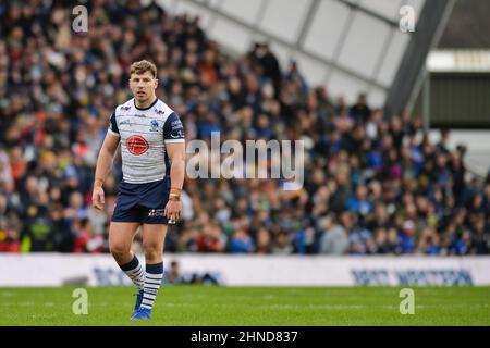Leeds, England - 12 February 2022 - George Williams of Warrington Wolves during the Rugby League Betfred Super League Round 1 Leeds Rhinos vs Warrington Wolves at Emerald Headingley Stadium, Leeds, UK  Dean Williams Stock Photo