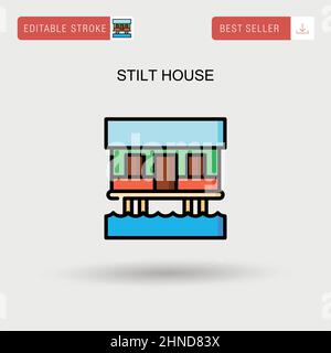 Stilt house Simple vector icon. Stock Vector