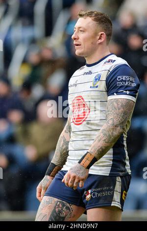 Leeds, England - 12 February 2022 - Josh Charnley of Warrington Wolves during the Rugby League Betfred Super League Round 1 Leeds Rhinos vs Warrington Wolves at Emerald Headingley Stadium, Leeds, UK  Dean Williams Stock Photo