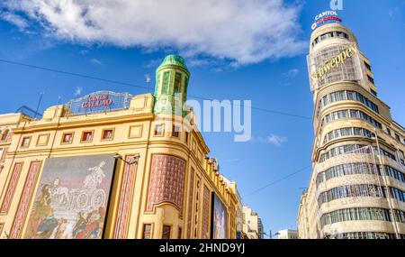 Madrid Gran Via, HDR Image Stock Photo