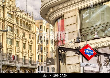 Madrid Gran Via, HDR Image Stock Photo