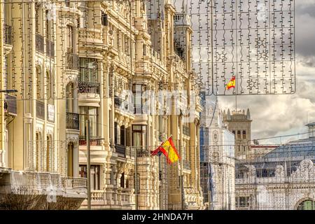 Madrid Gran Via, HDR Image Stock Photo