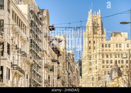 Madrid Gran Via, HDR Image Stock Photo