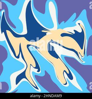 Abstract vector background, acrylic fluid art imitation. Pastel colors, liquid paint. Purple, blue and beige. Modern template for banner, design and d Stock Vector