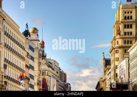 Madrid Gran Via, HDR Image Stock Photo