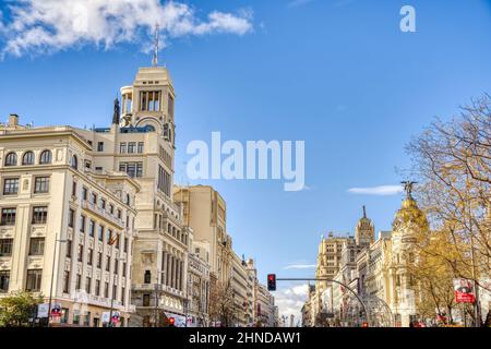 Madrid Gran Via, HDR Image Stock Photo